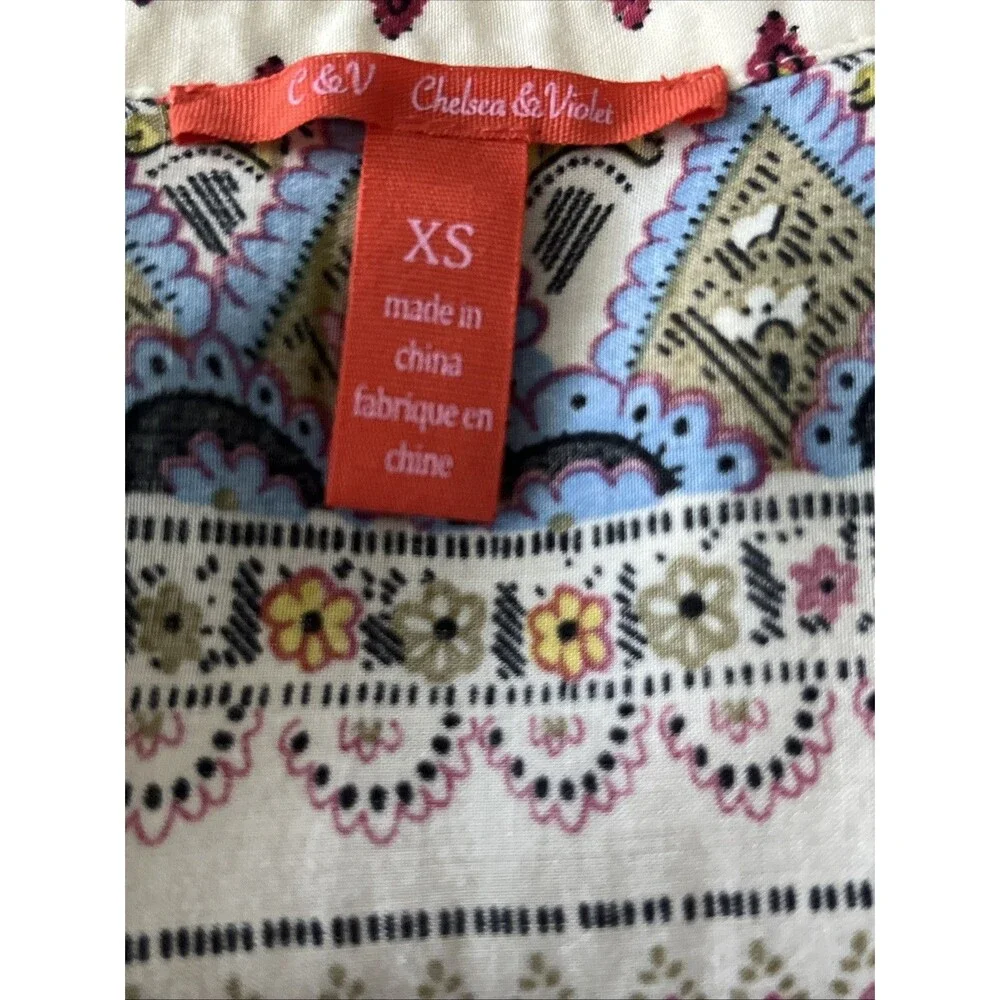 Chelsa & Violet Women’s Boho Tunic Dress Multicolor Size XS All Over Print Y2K - Picture 8 of 10